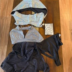 SOLD! Rave dolls kill EDM Sparkling Iridescent Hooded Crop Top Iheartrave